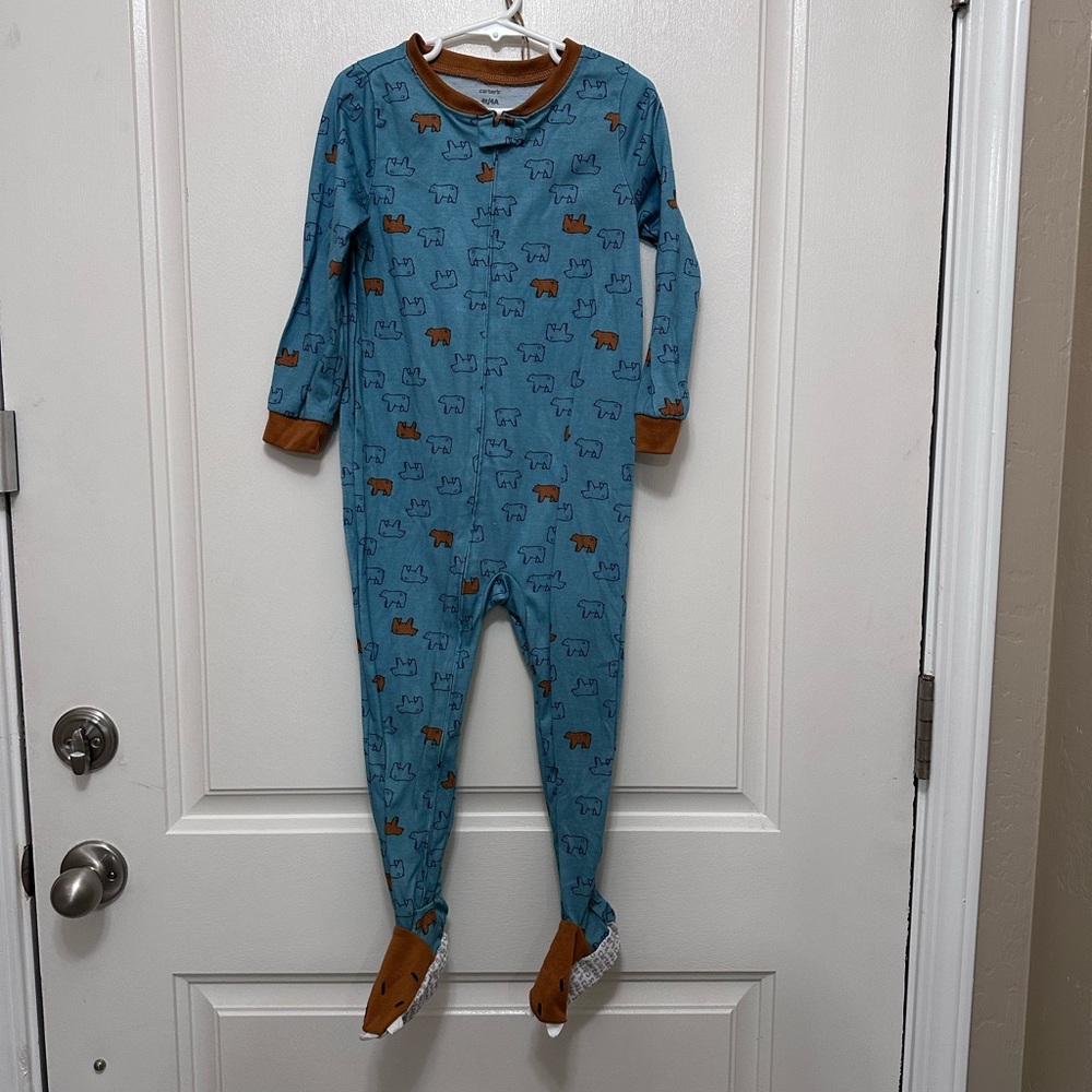 The Children's Place Blue and Brown Footies One Piece